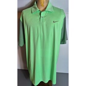 Tiger Woods Collection Nike Golf Mens Vented Polo Shirt Green Gray XL Dri-Fit